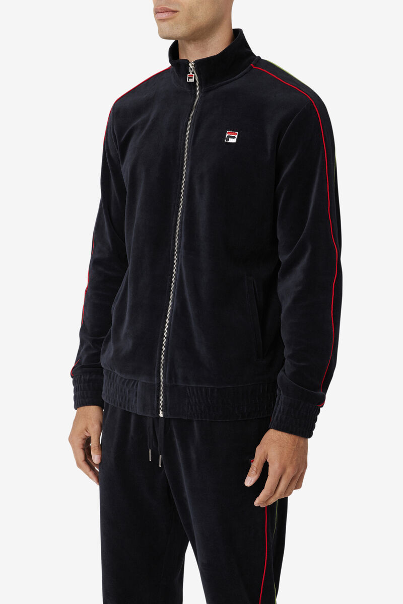 Fila Deverall Velour Jacket Black / Red / Green | zyy42HO5UrS