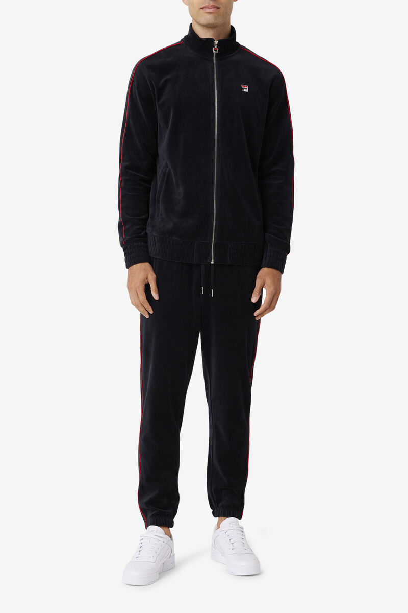 Fila Deverall Velour Jacket Black / Red / Green | zyy42HO5UrS