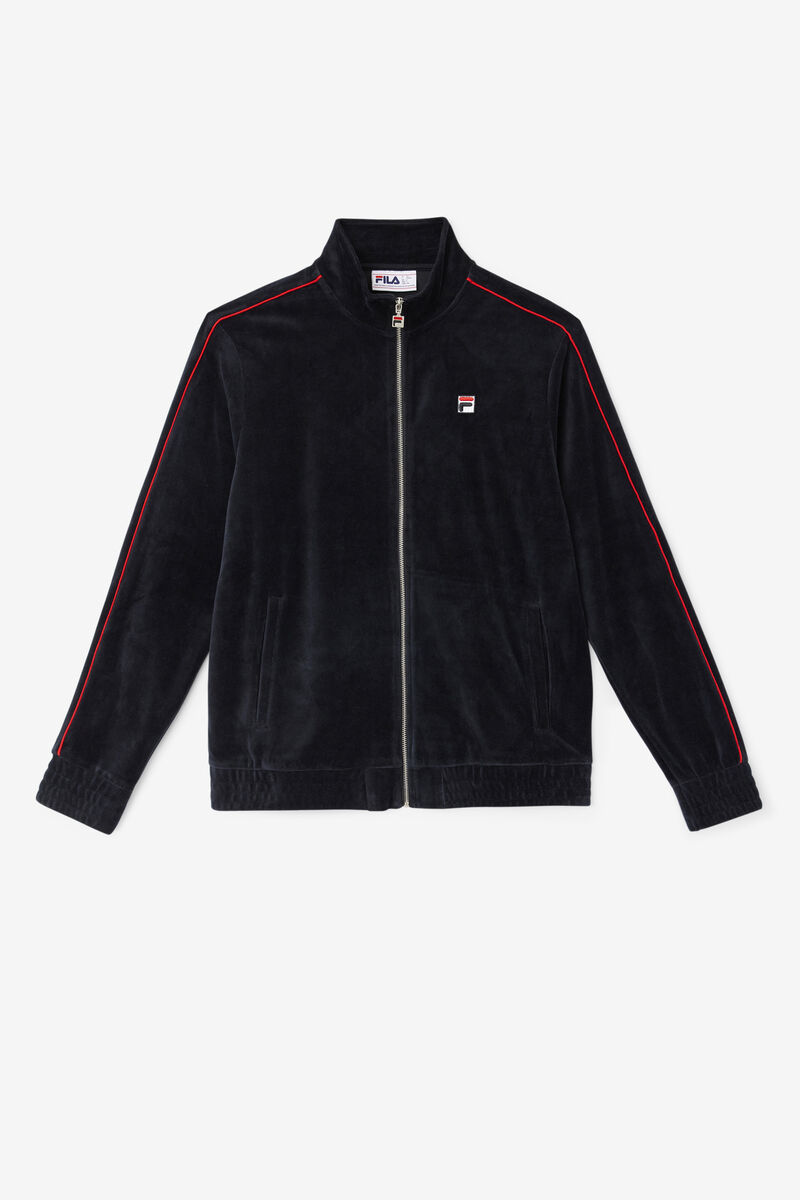Fila Deverall Velour Jacket Black / Red / Green | zyy42HO5UrS