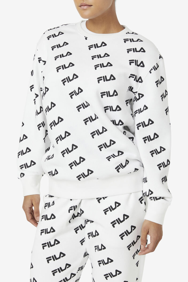 Fila Diagonal Logo Crew White / Black | 5CRXy52i2kW