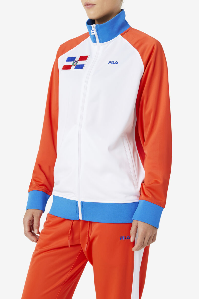 Fila Dominican Republic Track Jacket Red / White / Blue | ux3RhMKeeOJ