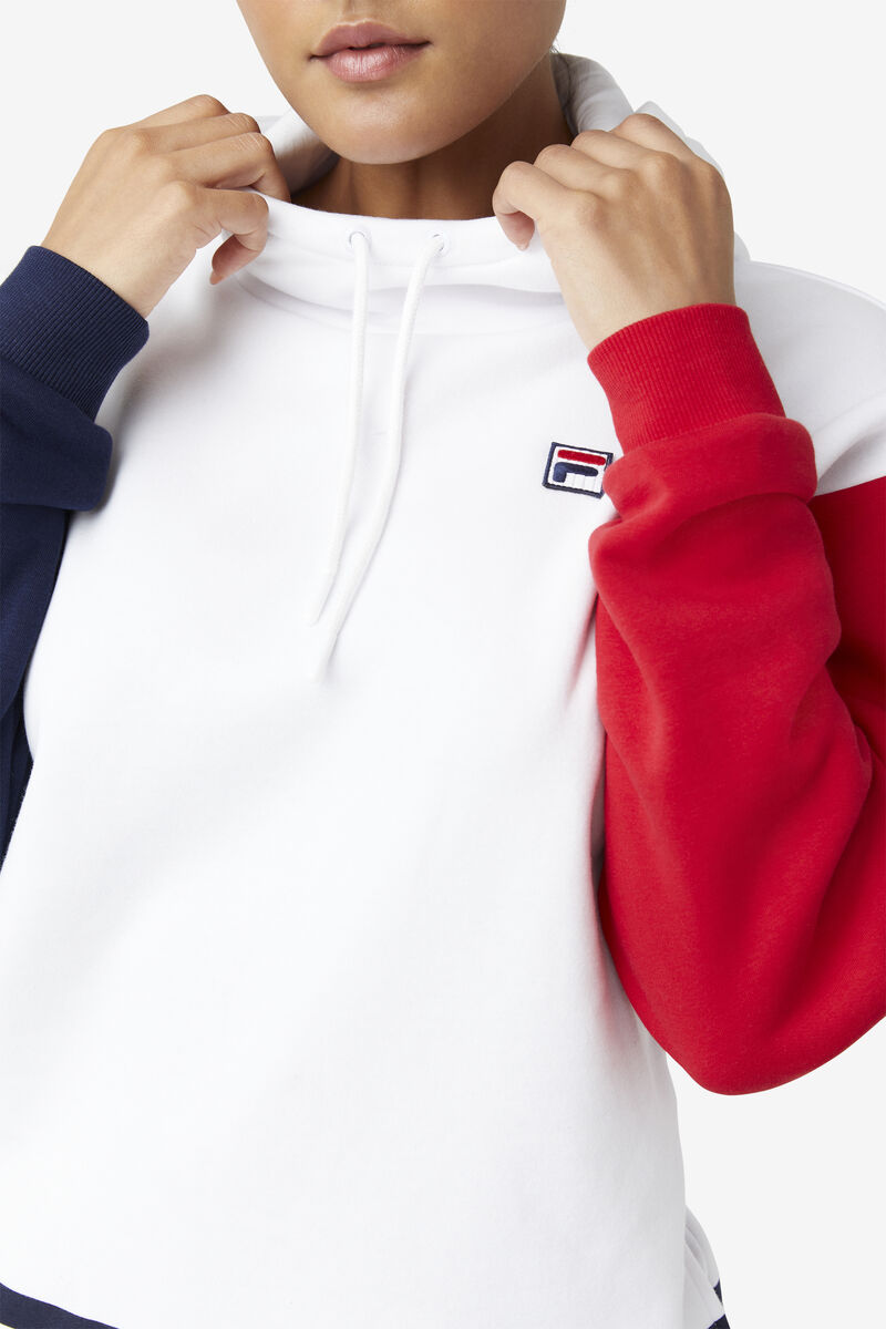 Fila Indu Hoodie White / Navy / Red | DWYzkuX6AOx