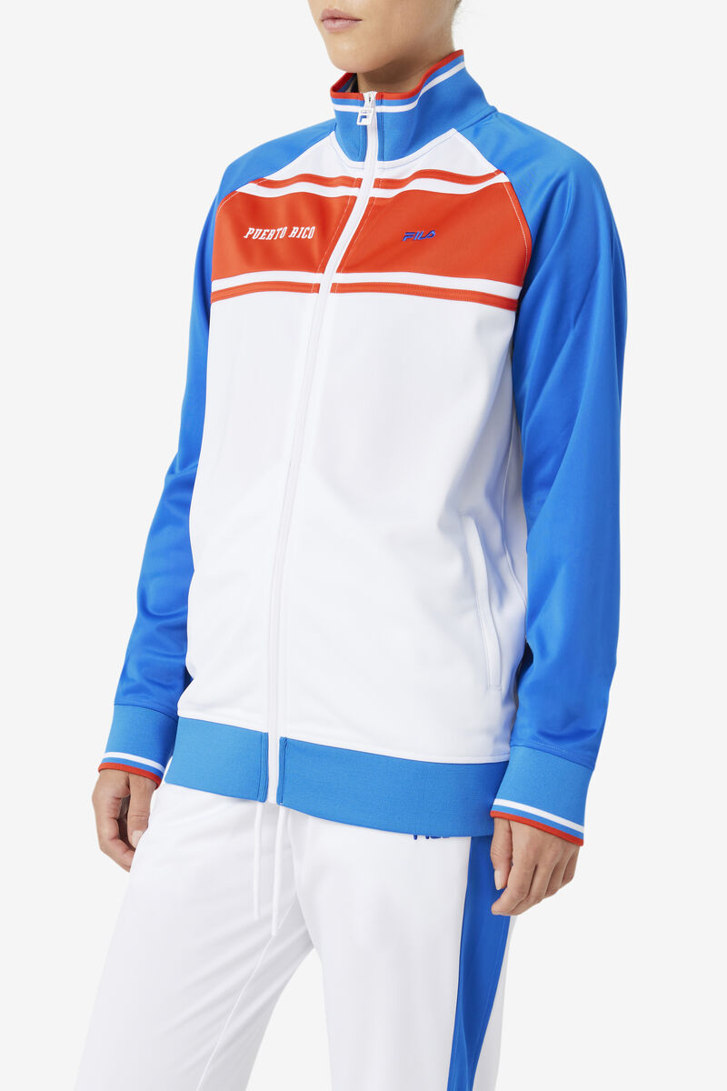 Fila Puerto Rico Track Jacket White / Blue / Red | 9oTPZX8DjjE